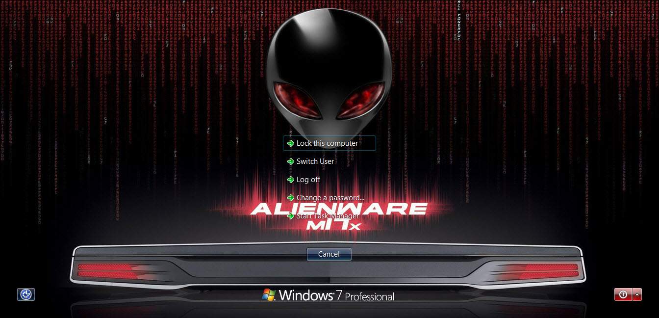 Alienware Logon Screen Pack For Windows 7