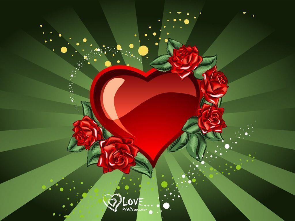Rose Love Day Heart Shaped Design Wallpaper
