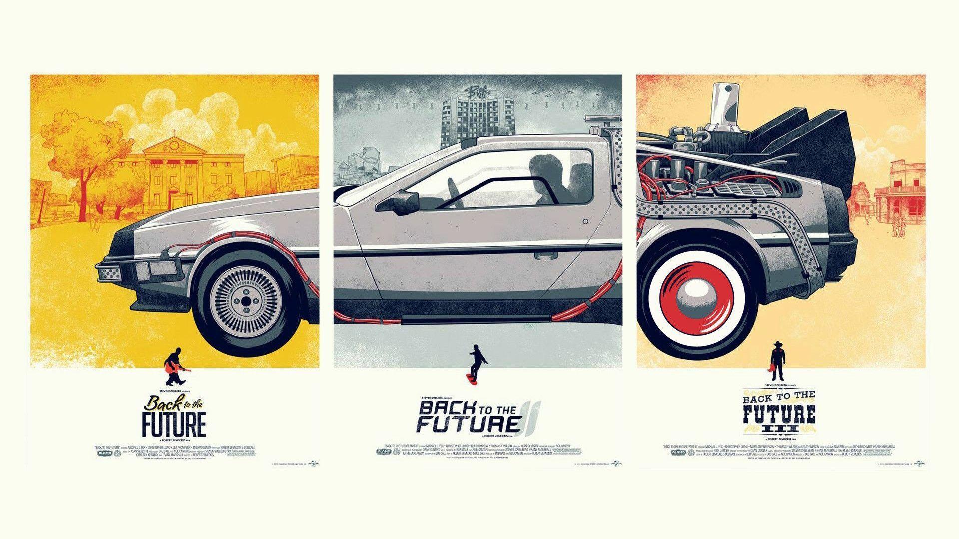 DeLorean in three movies HD Wallpaper FullHDWpp HD