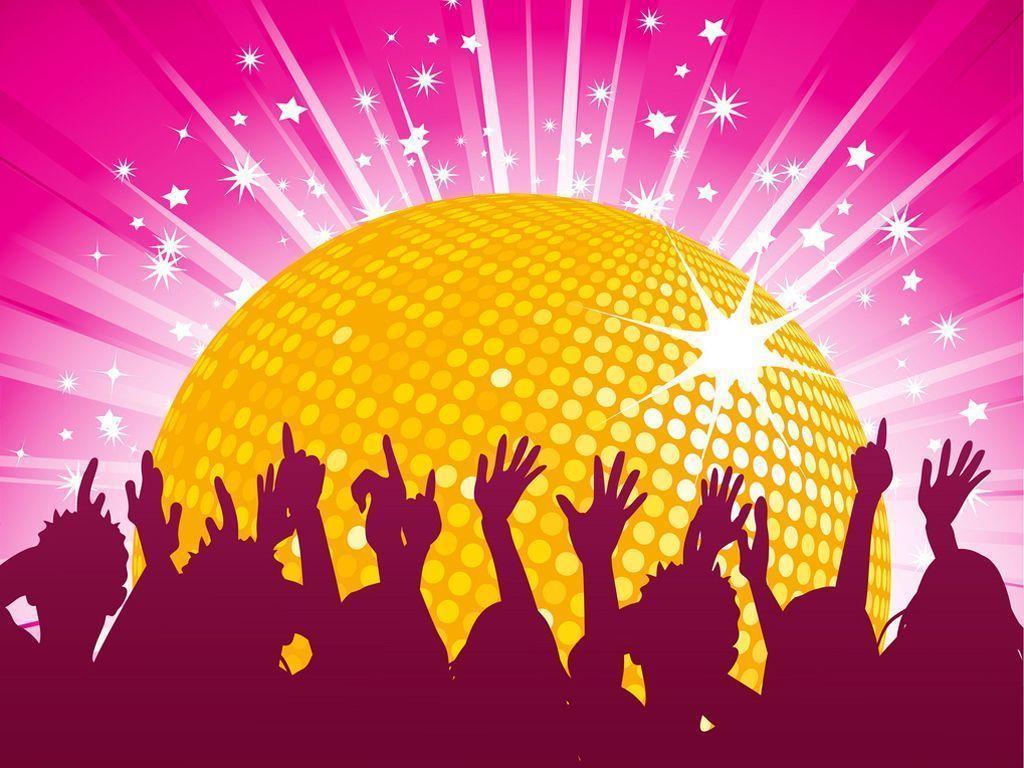 Orange disco ball and crowd party PPT Background 1024x768