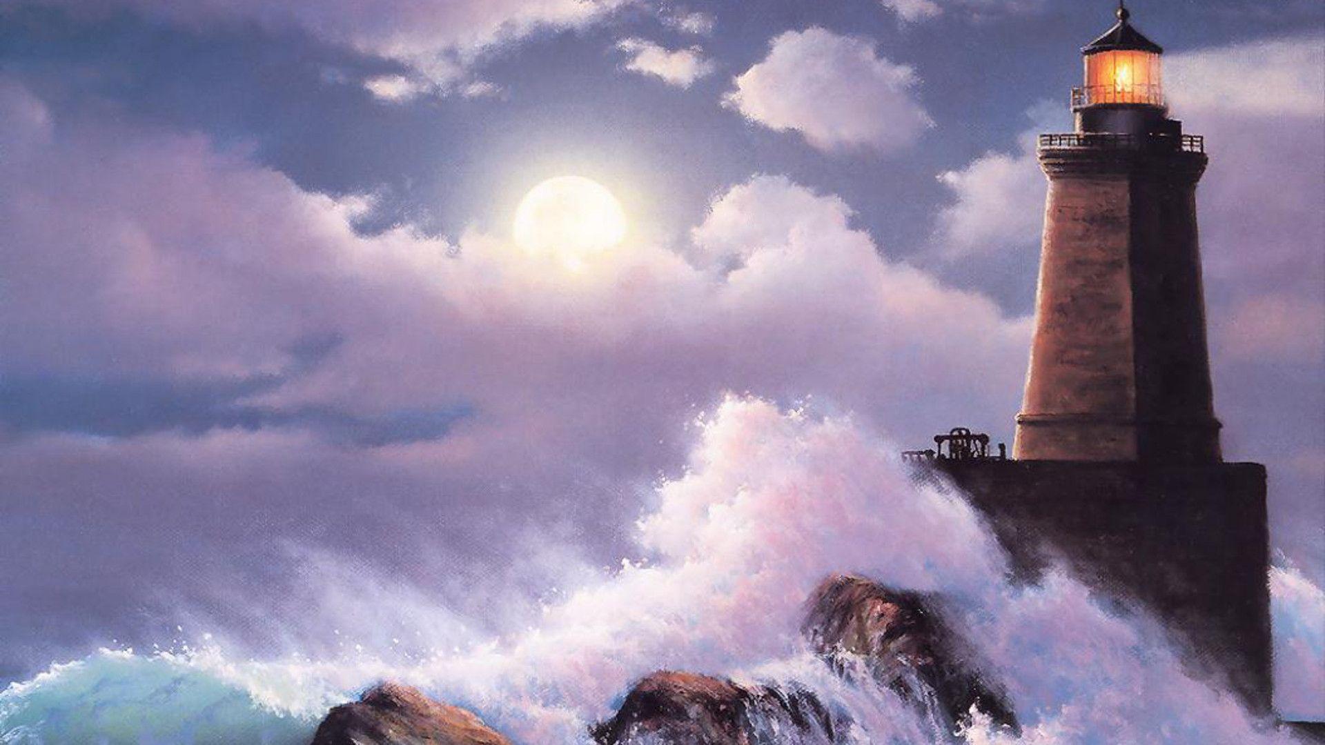 HD Lighthouse In Storm Wallpaper