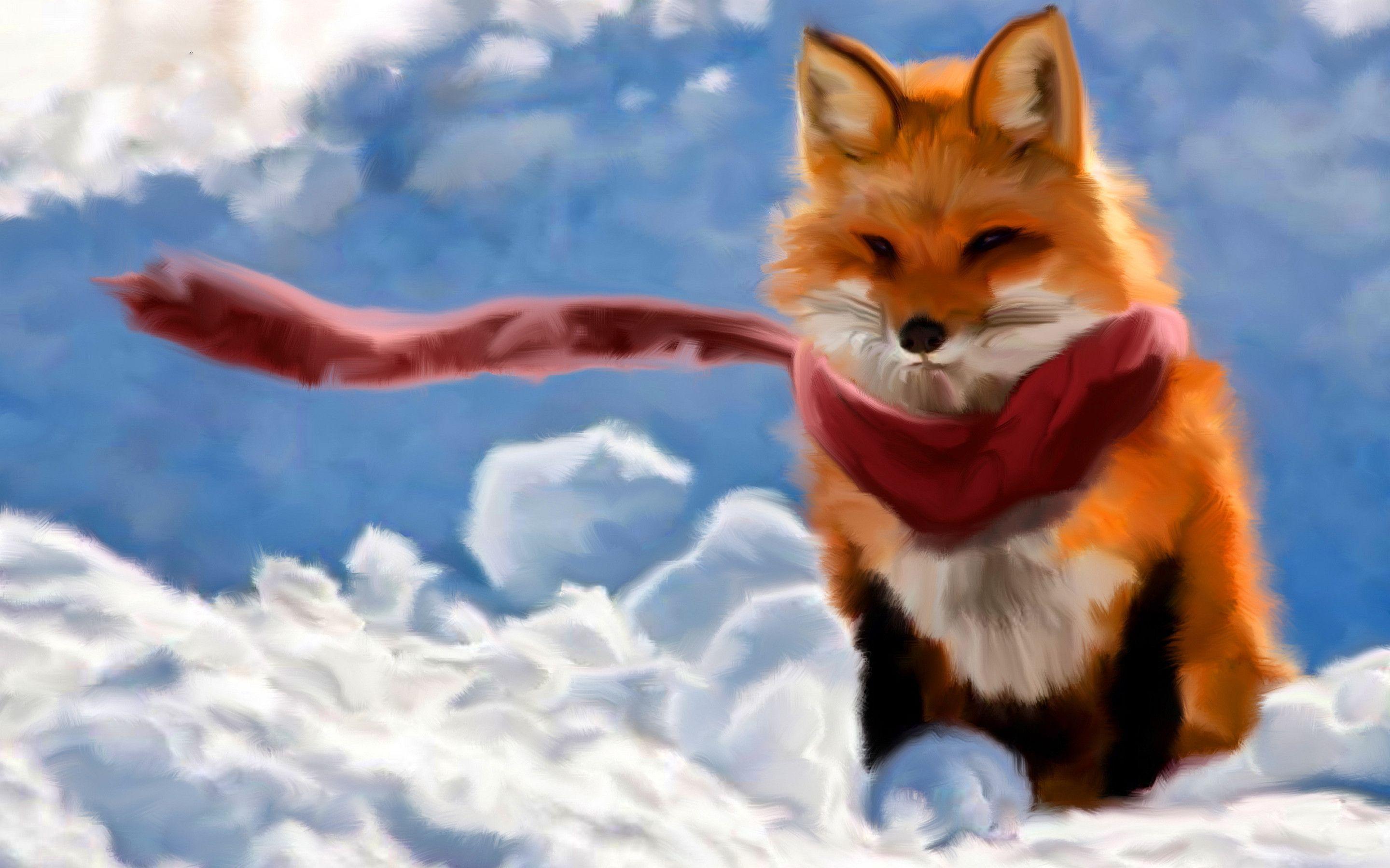 Red fox paint Wallpaper