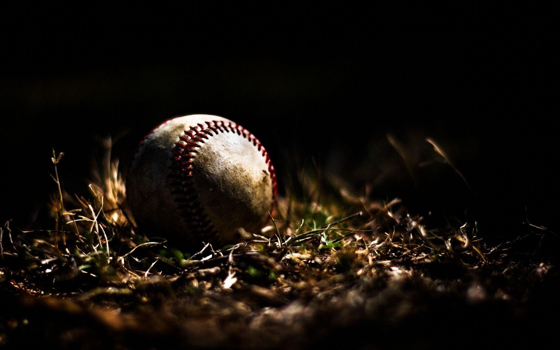 Baseball background alonely ball on darknes sports