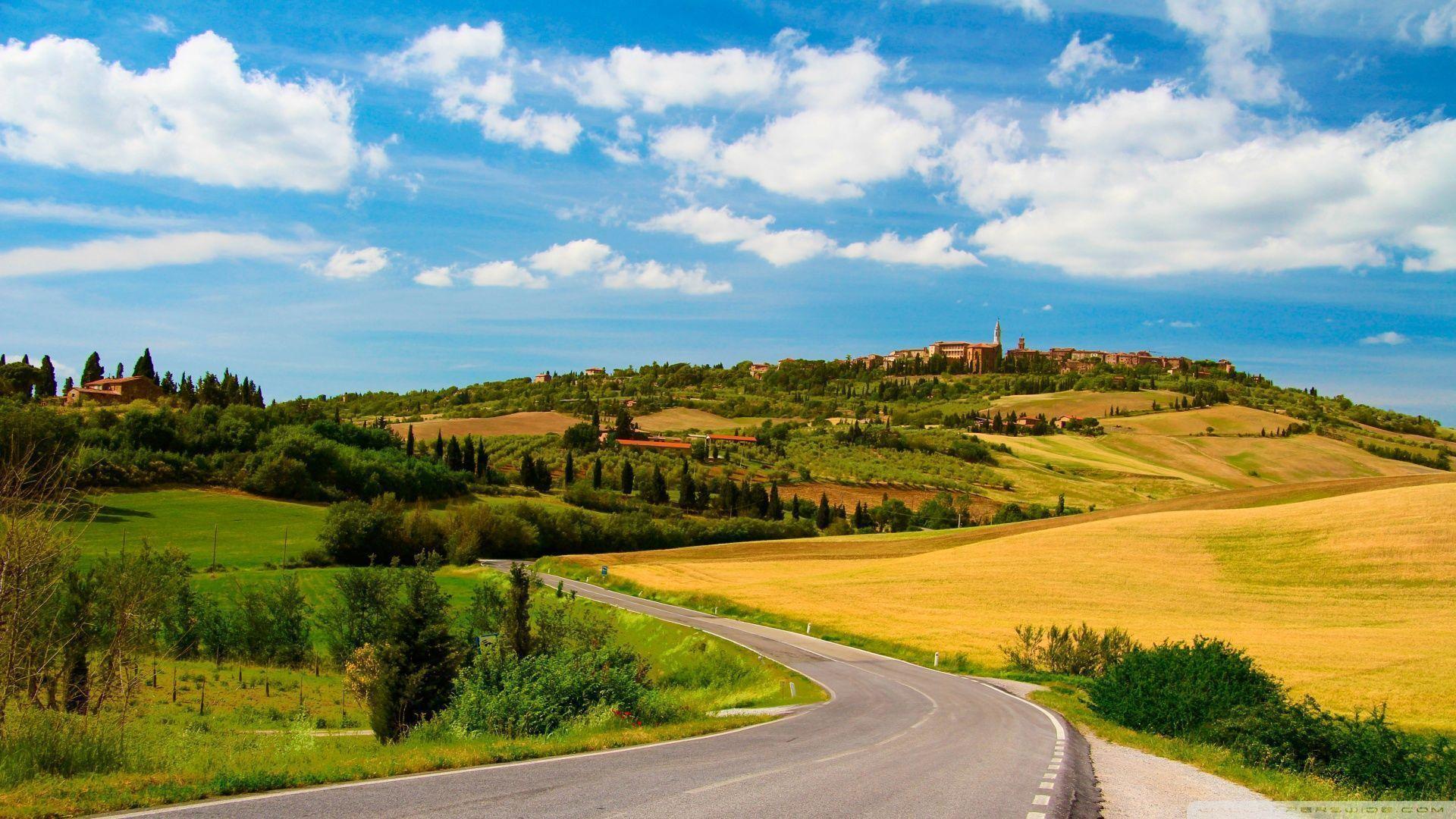 HD Country Road In Tuscany Wallpaper