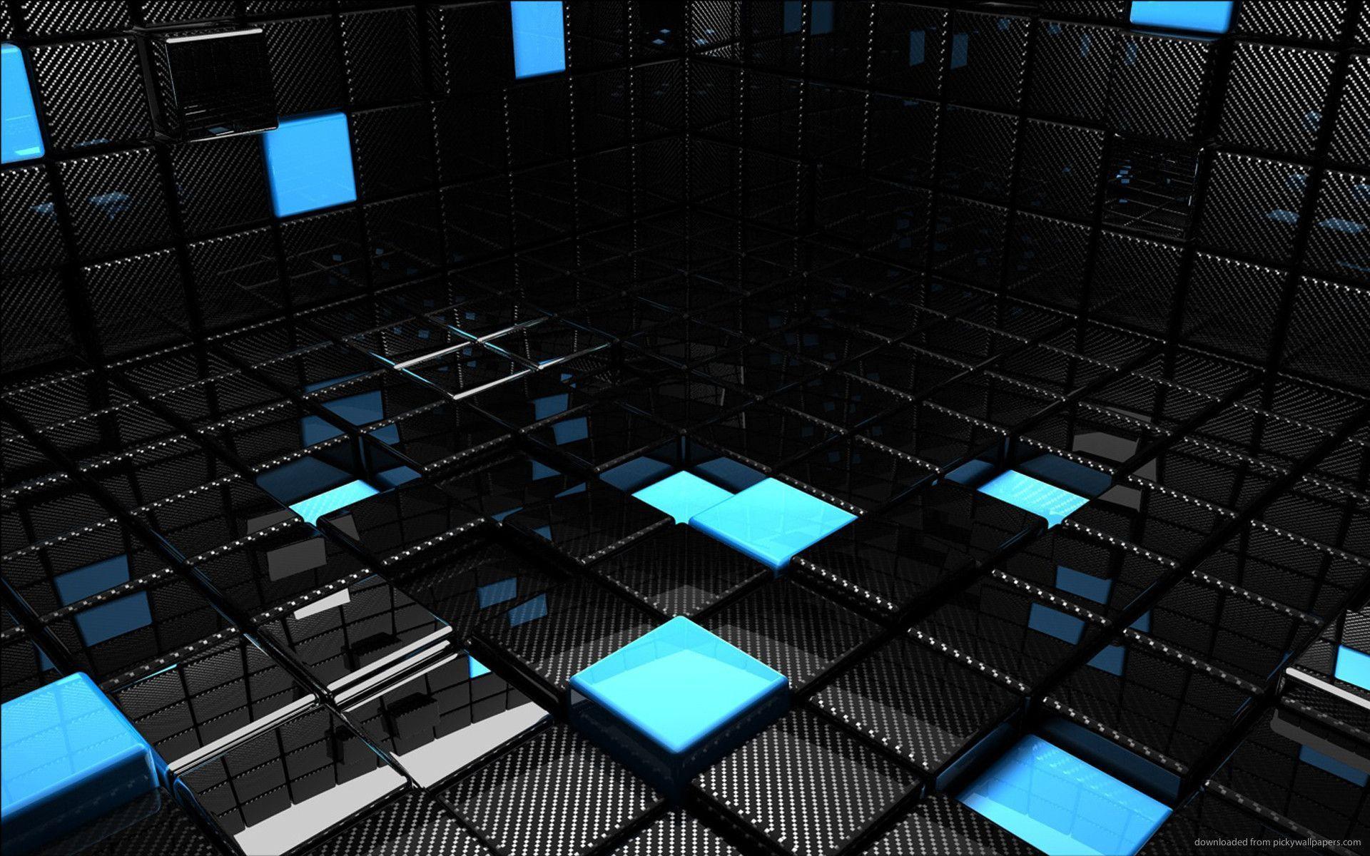 Download 1920x1200 Chrome And Blue 3D Room Wallpaper