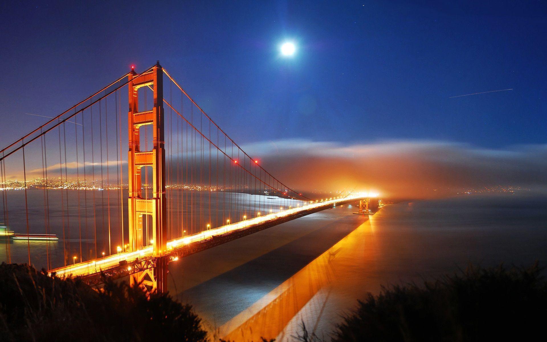 San Francisco Bridge Night Lights Wallpaper