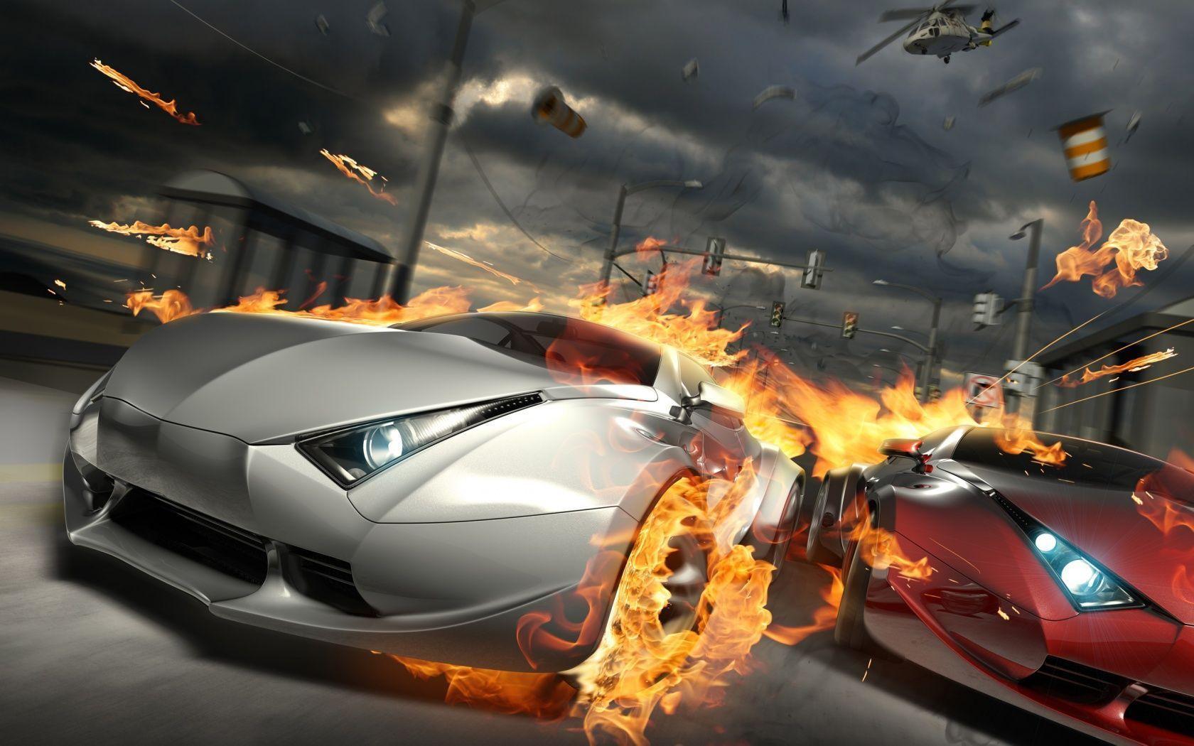 Destructive Car Race Wallpaper