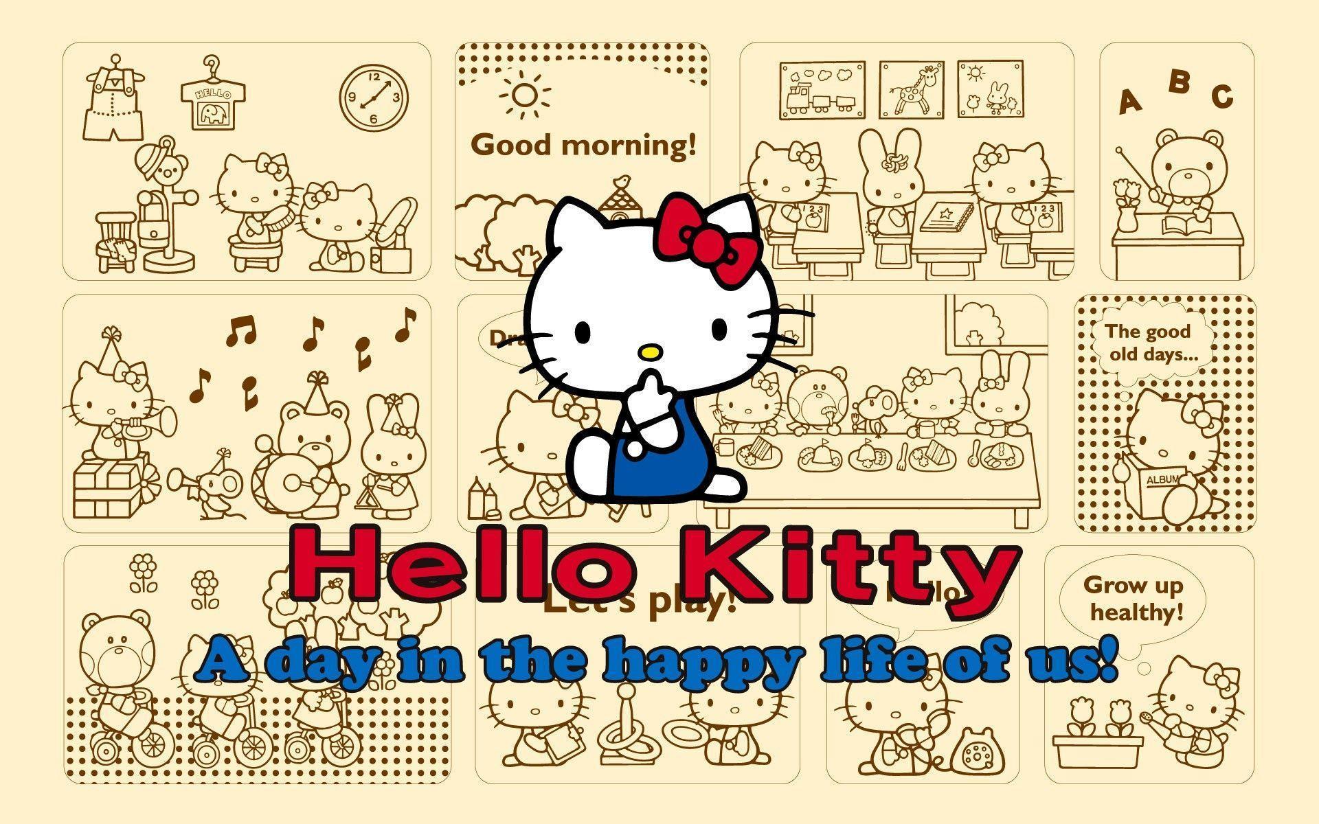 Pixels Hello Kitty Background Brown