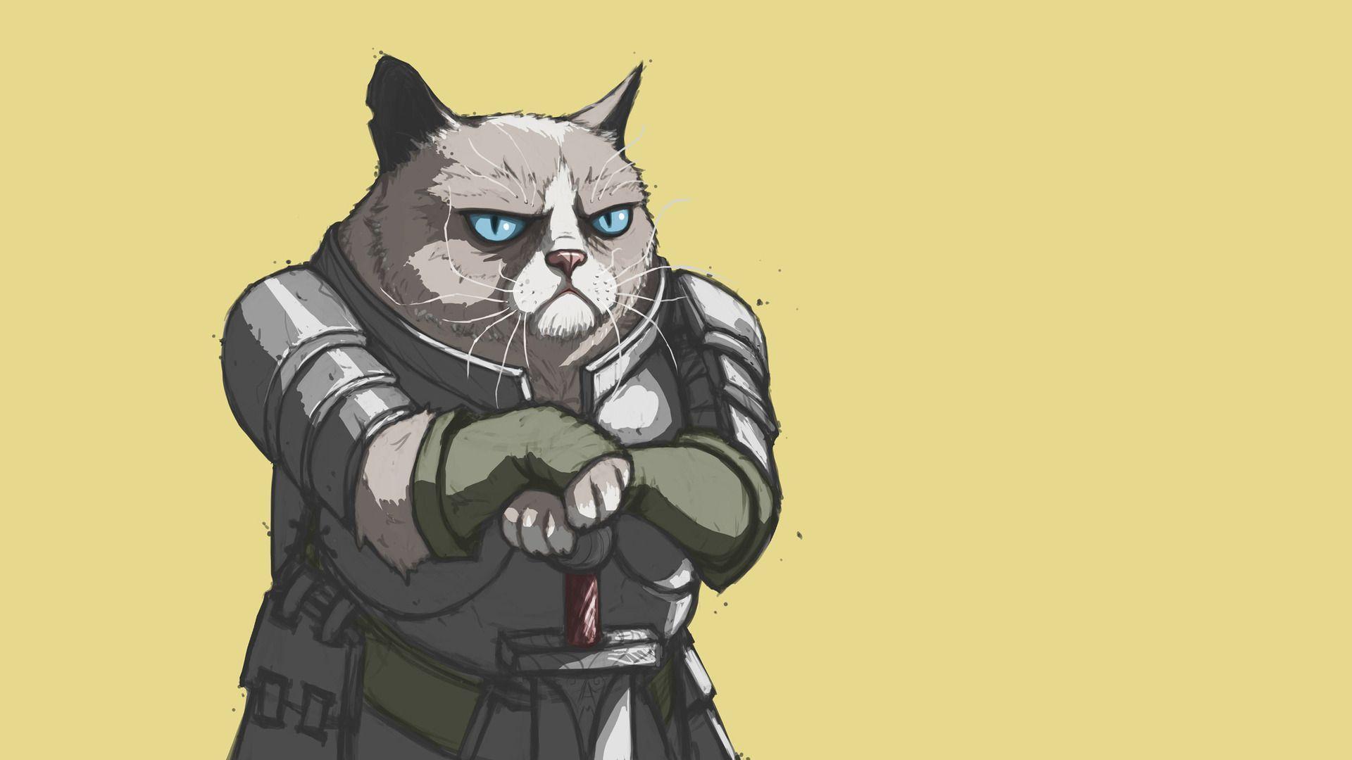 Grumpy Cat as a knight Wallpaper #