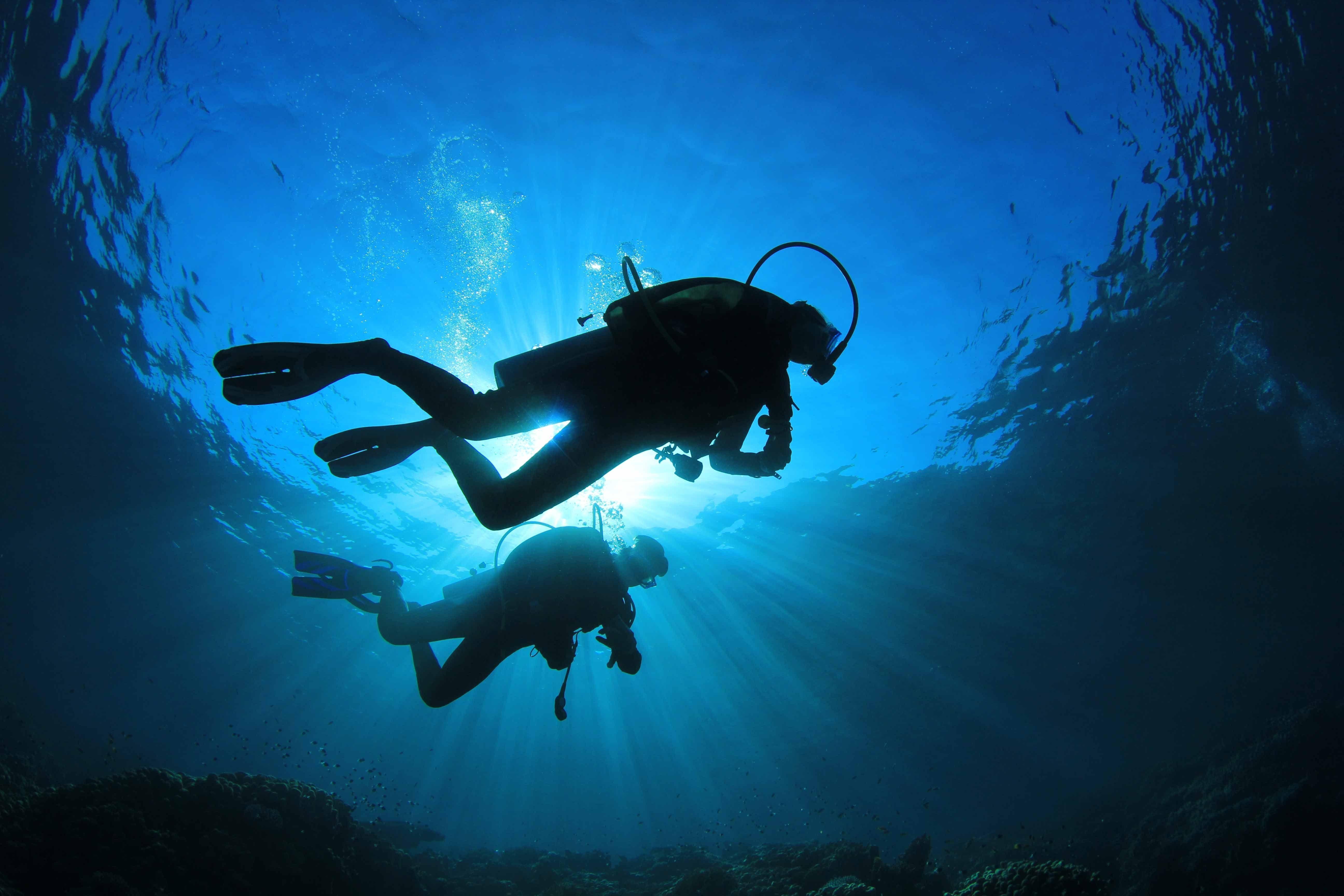 Scuba diving diver ocean sea underwater wallpaperx3456