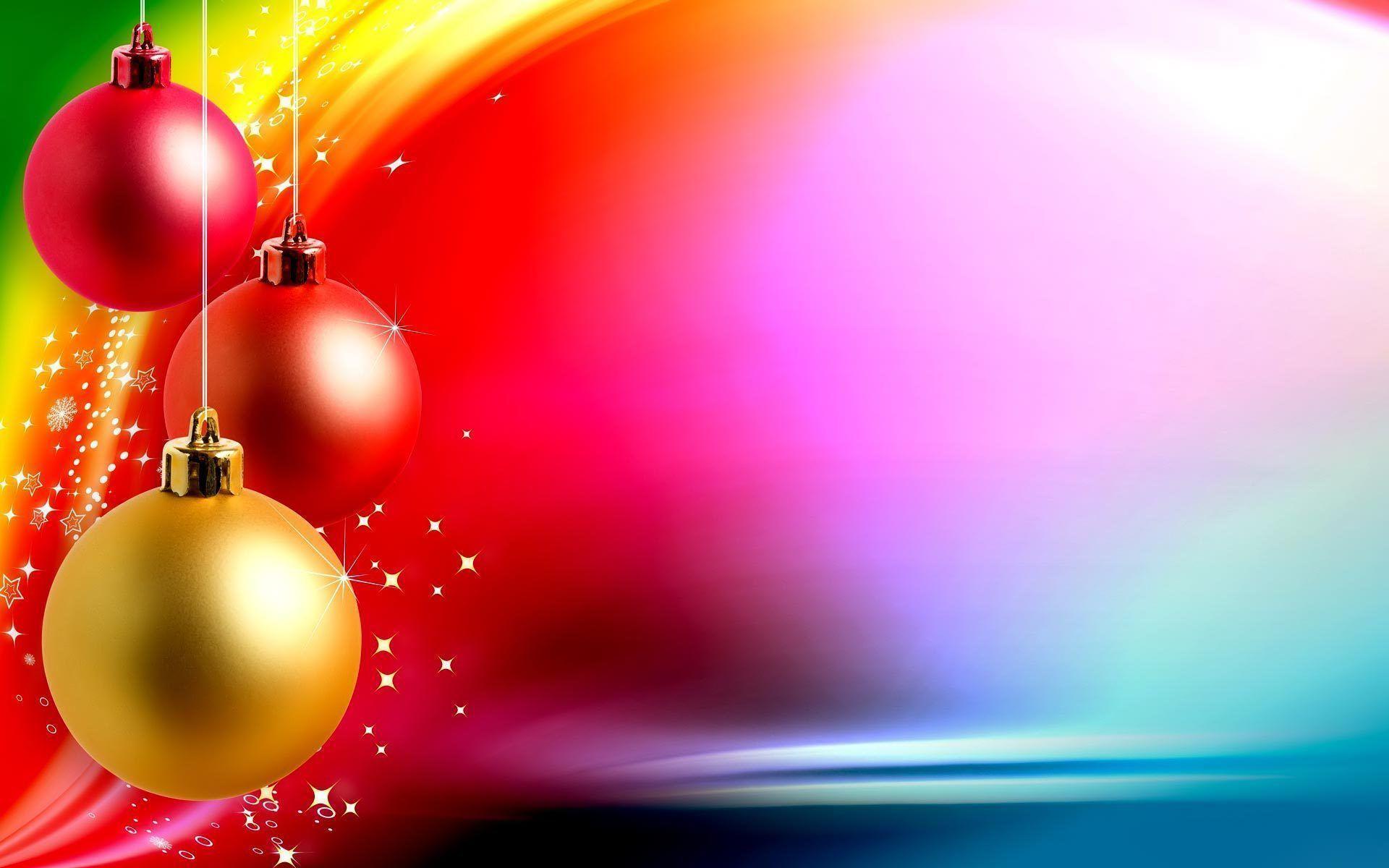 Colorful Christmas decorations on a multicolored background