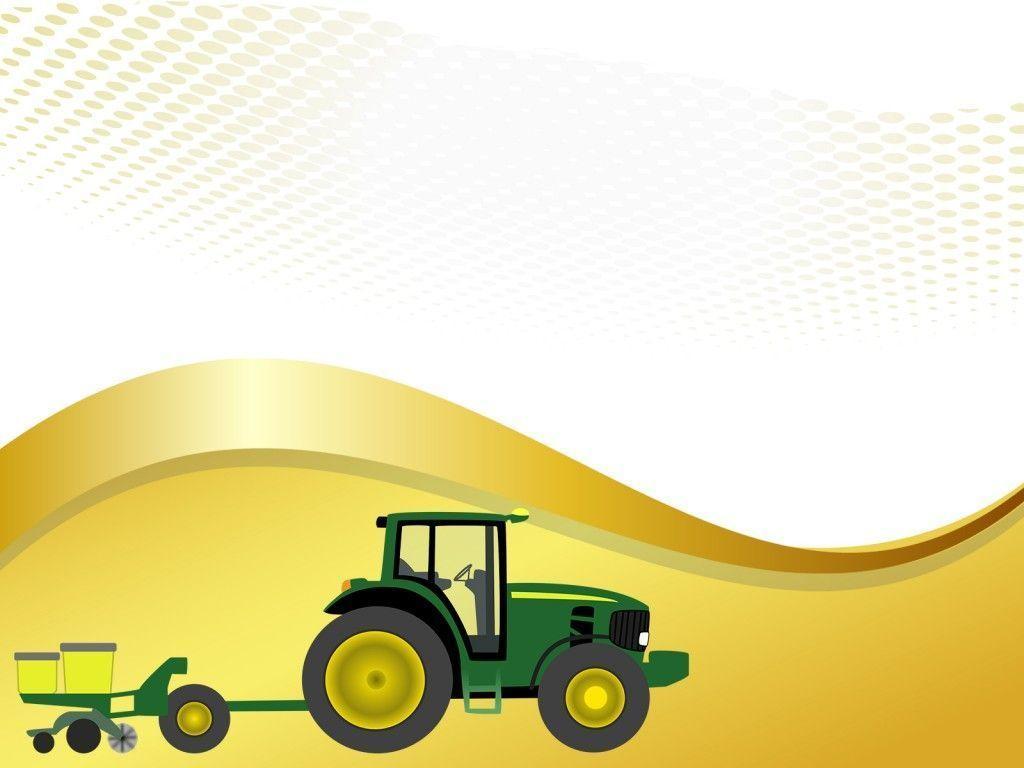 Farm tractor with planter PPT Background, Green