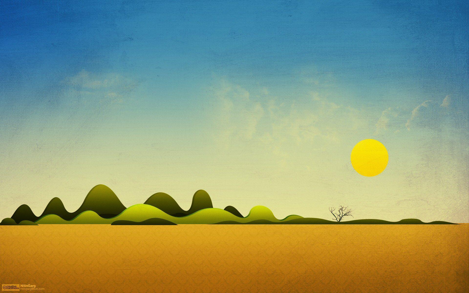 Simple Sun Landscape Art Wallpaper Wallpaper. Cool