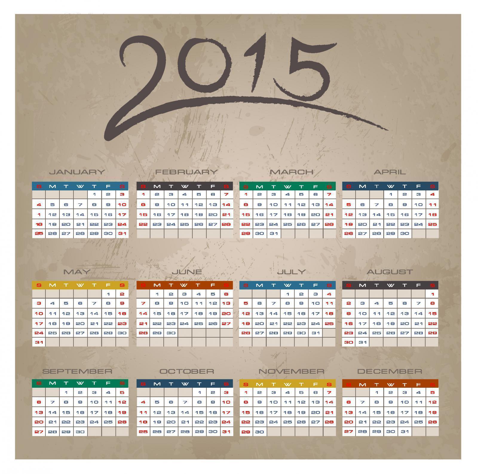HD Brush Stroke 2015 Calendar Wallpaper