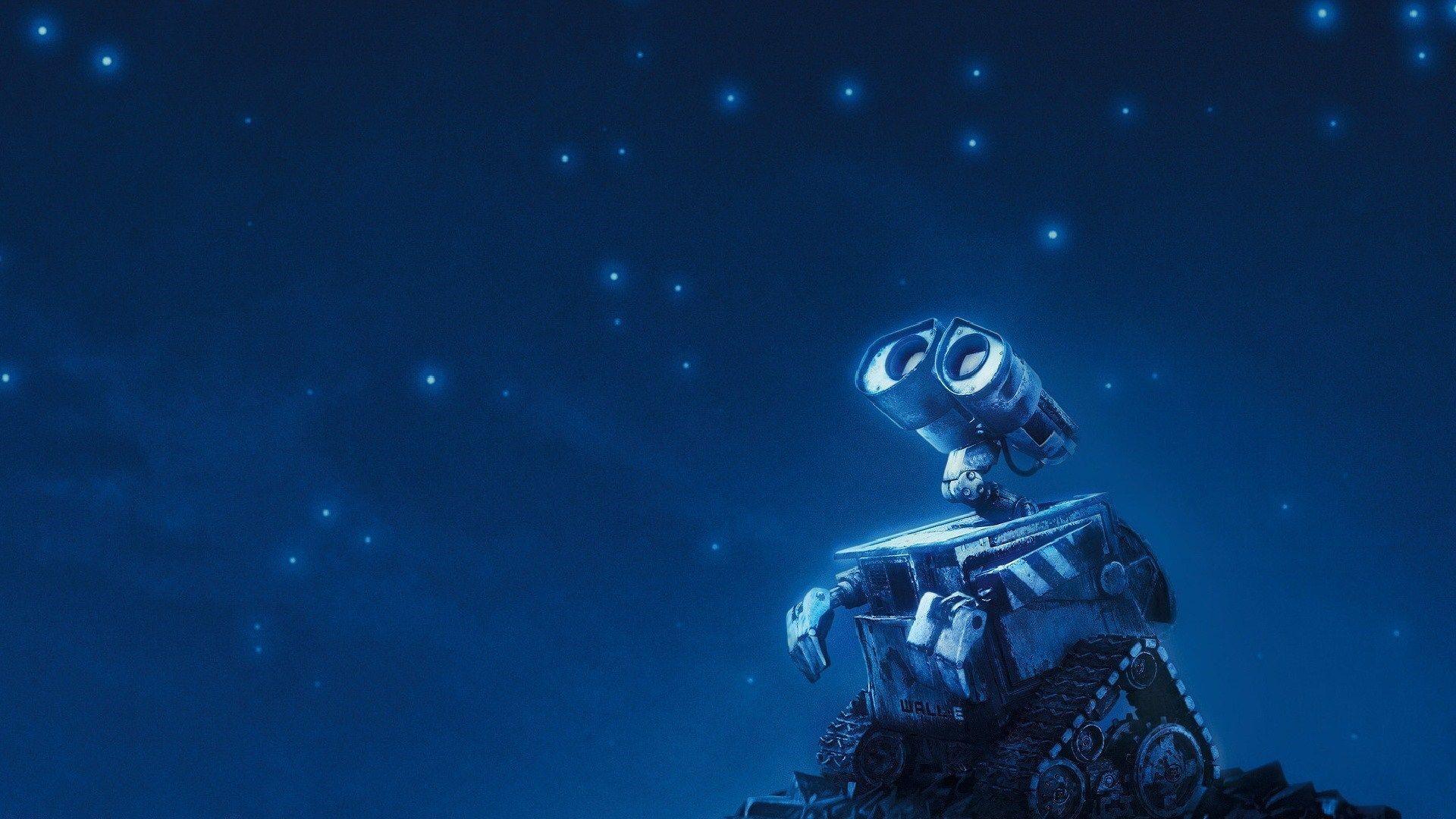 Wall E Robot Sky Stars Cartoon HD Wallpaper