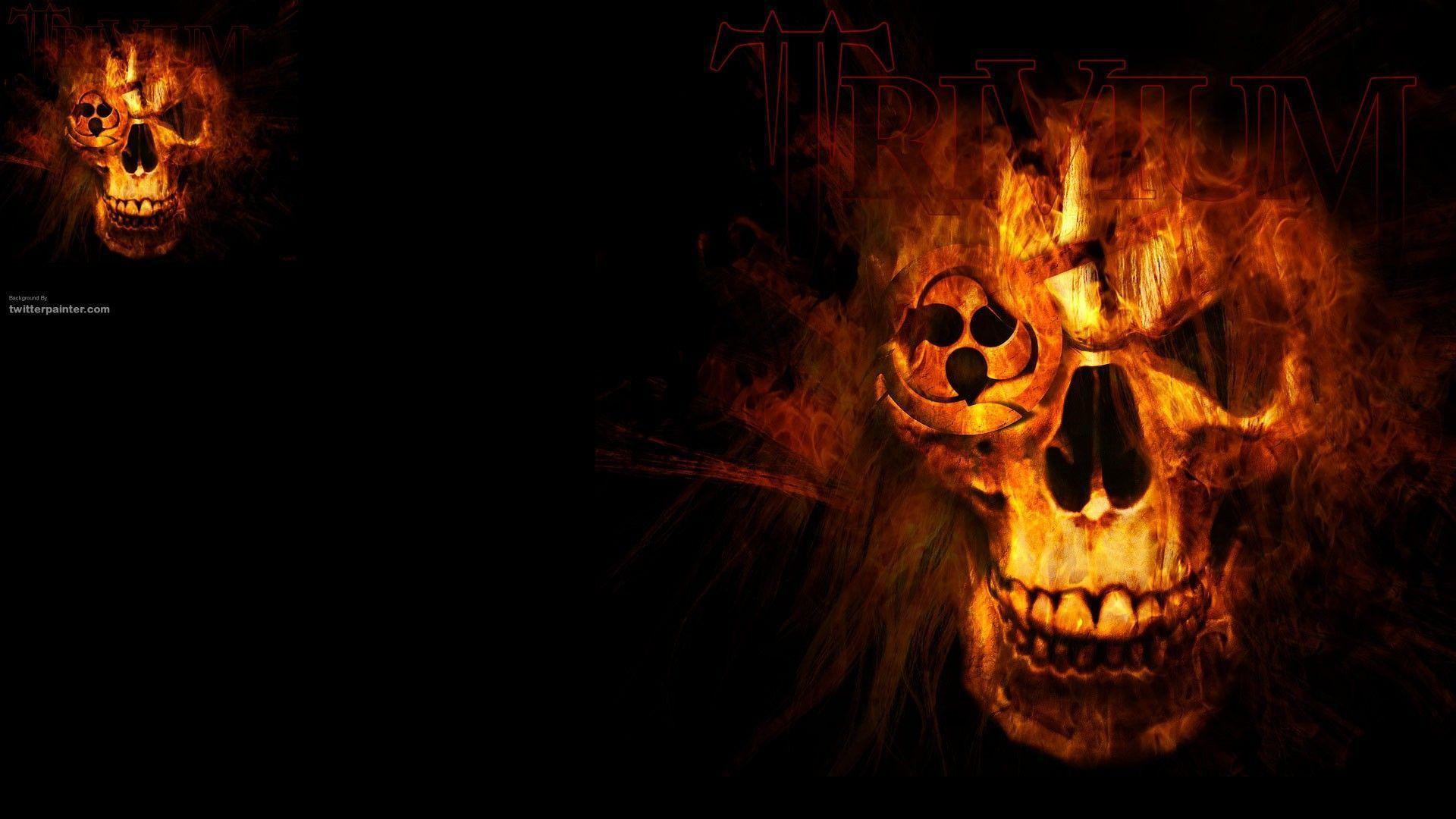 Wallpaper For > Red Fire Skull Wallpaper