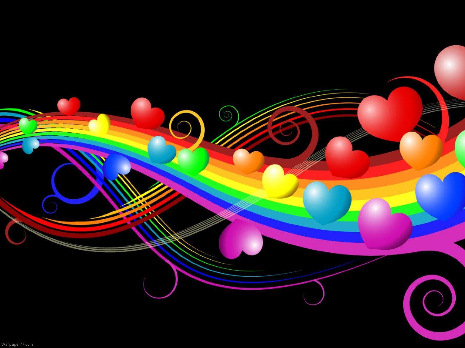 image For > Colorful Hearts Wallpaper