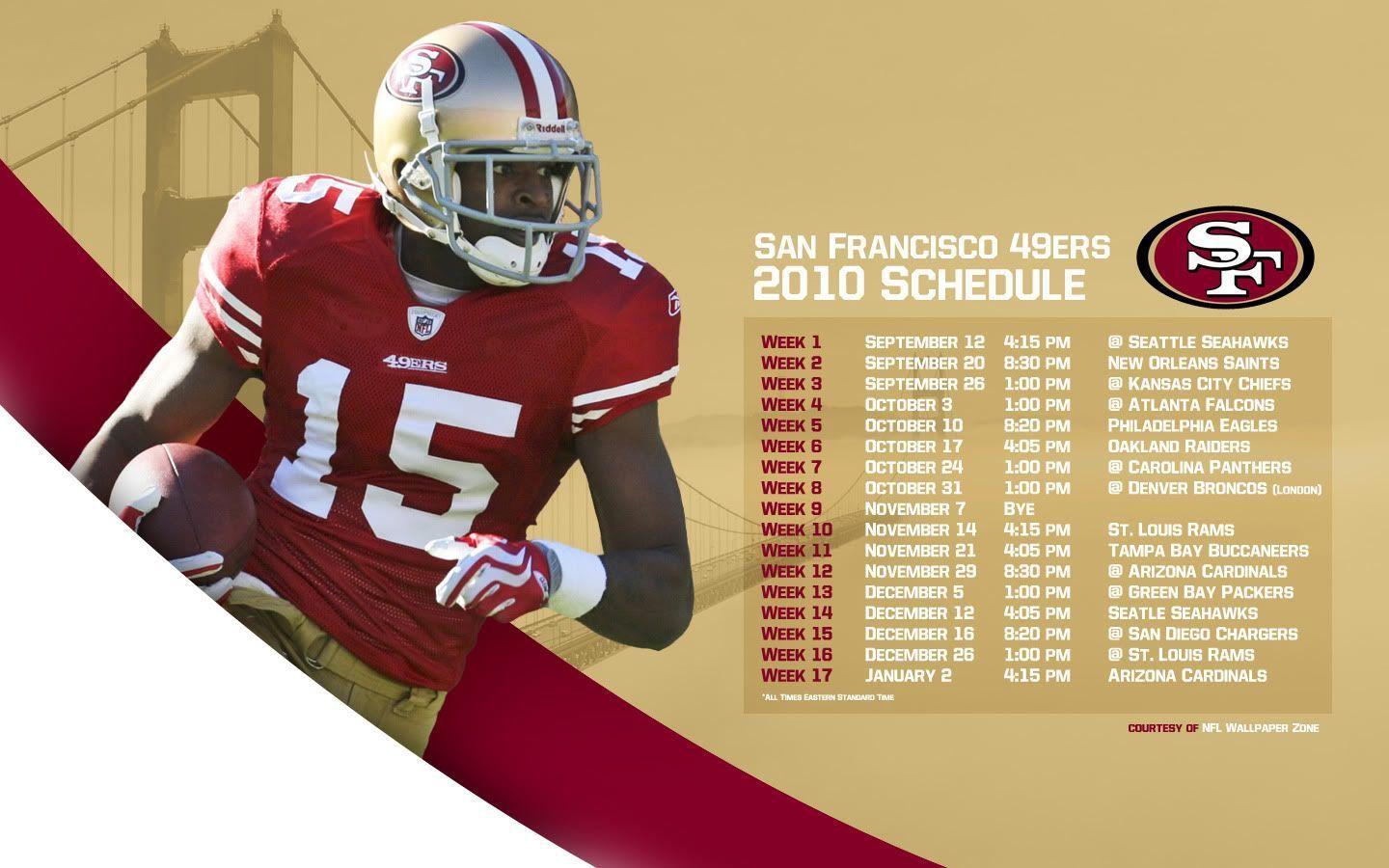 NFL Wallpaper Zone: SF / San Francisco 49ers 2010 Schedule