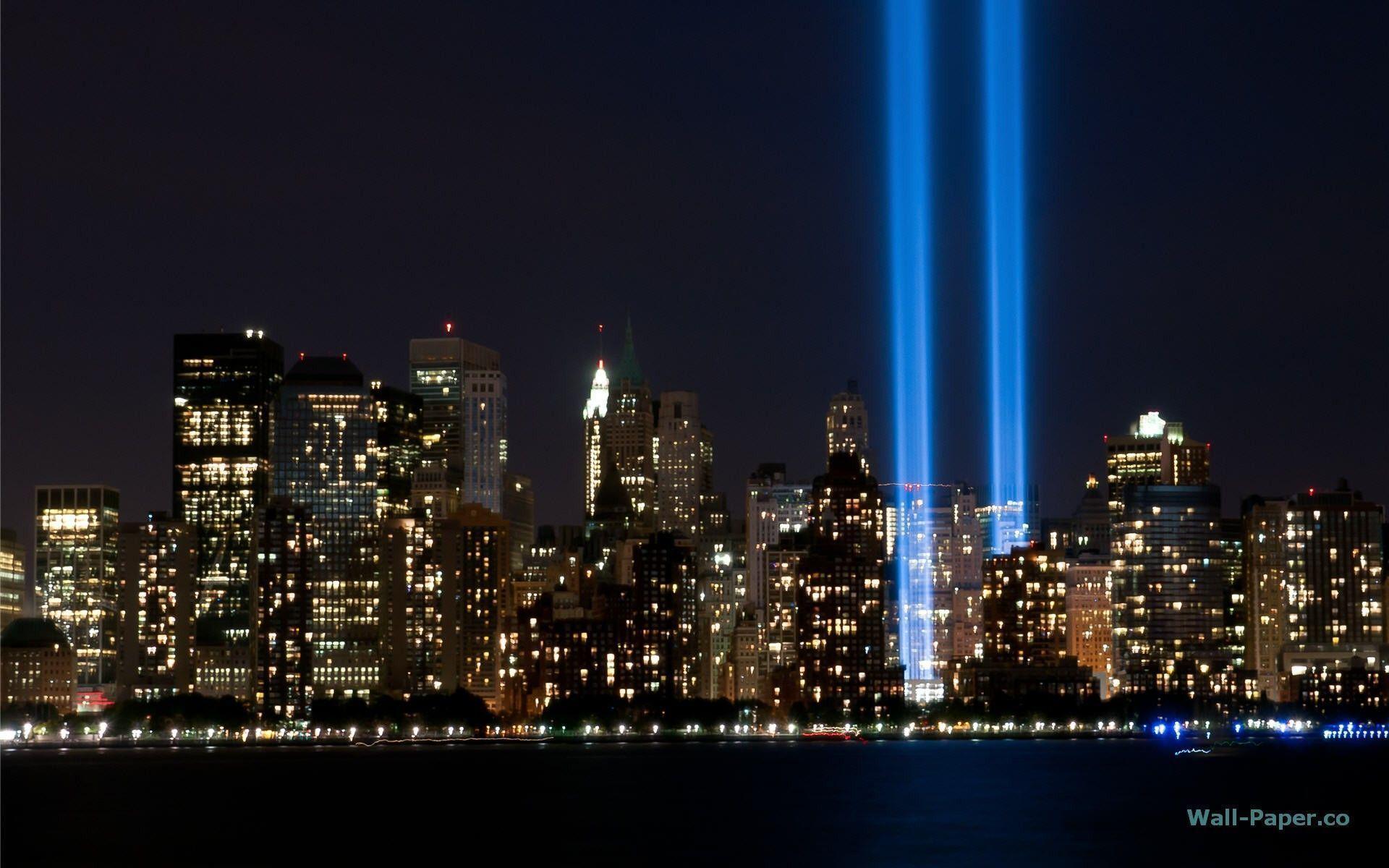 The Tribute In Light Rises Above Lower Manhattan During A Test