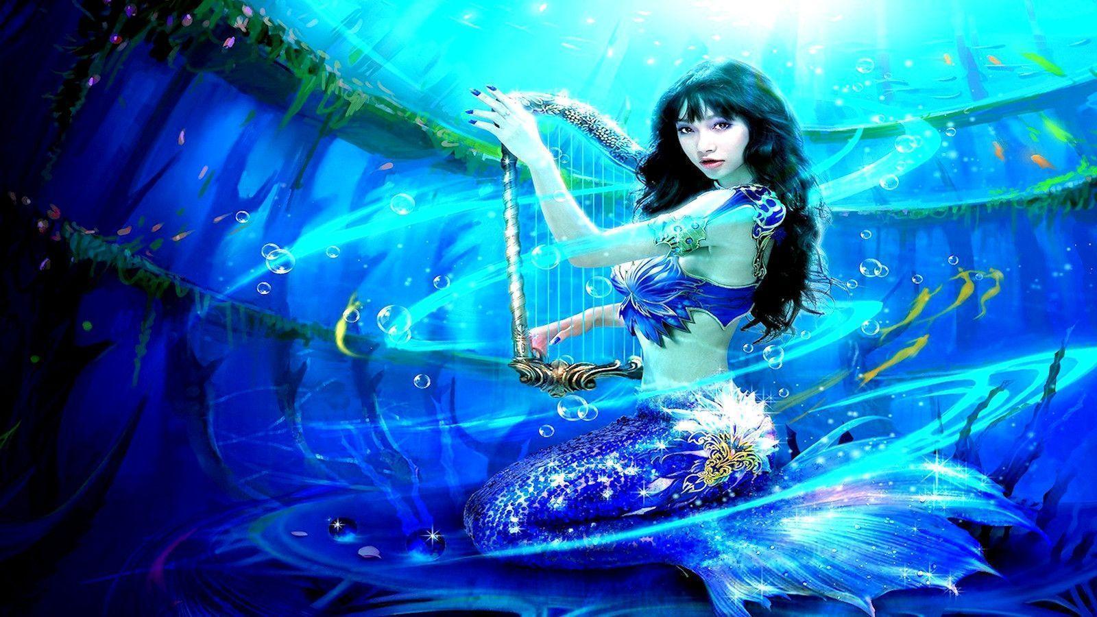 Mermaid with Blue Green Hair - wide 2