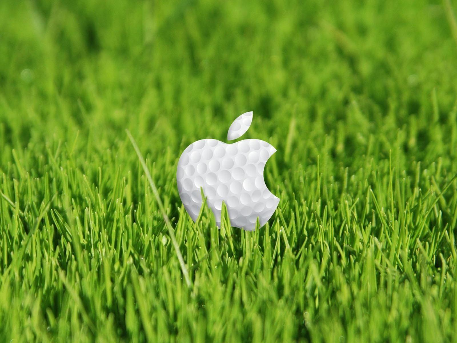 Apple Golf Ball on Grass Free and Wallpaper