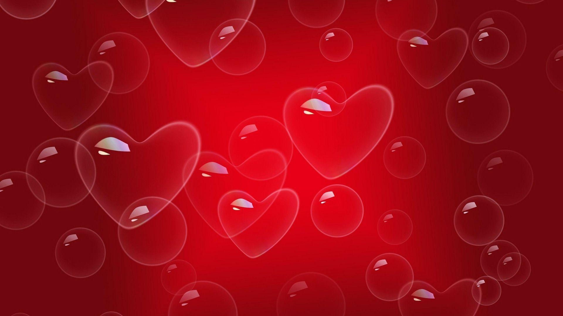 Love Heart Bubbles Red Background Image. HD Wallpaper Image