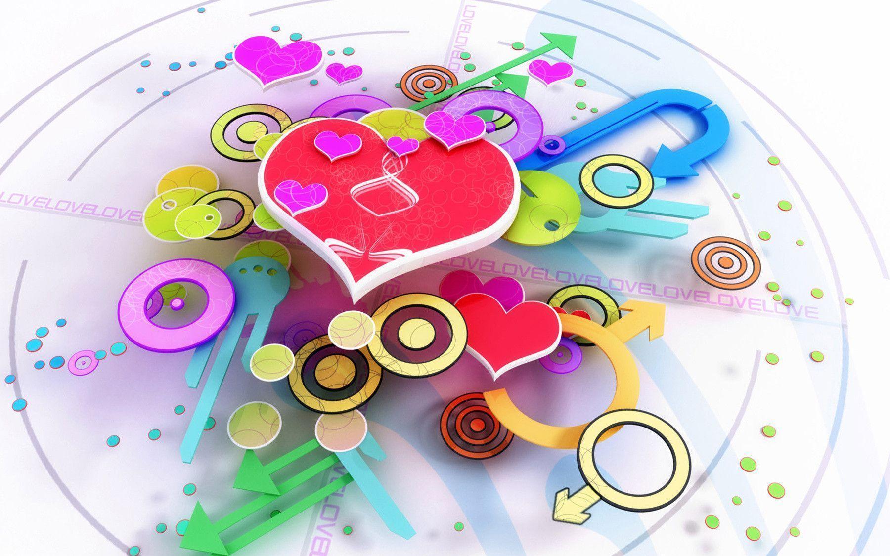 Free Cute 3D Valentine&;s Day Heart Desktop Wallpaper wallpaper