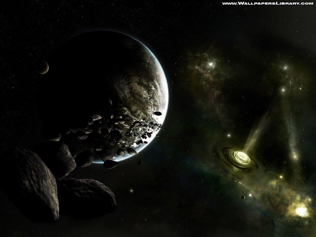 planet and wormhole wallpaper / space background