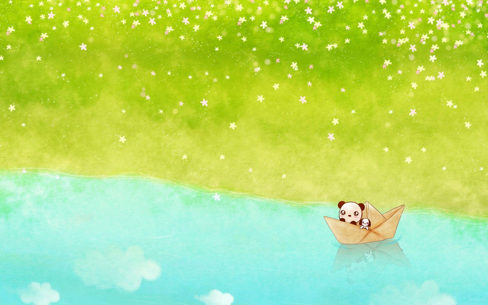 Wallpaper For > Cute Panda Cartoon Wallpaper