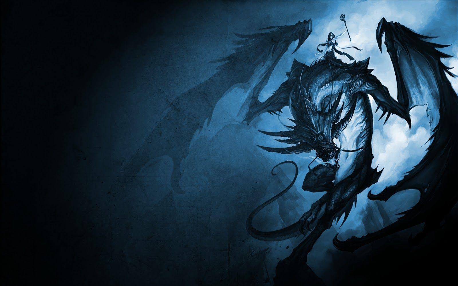 Wallpaper For > Black And Blue Dragon Wallpaper