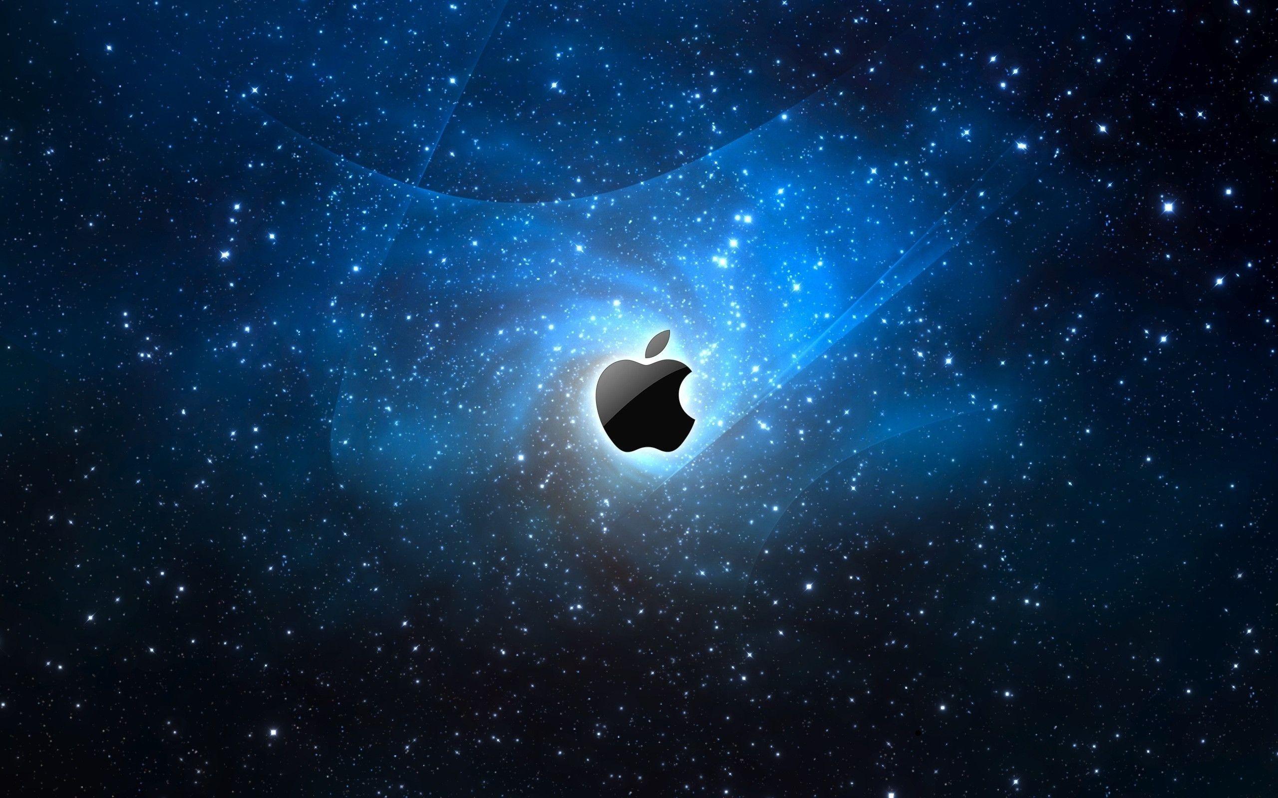 Apple in Blue Space Free and Wallpaper