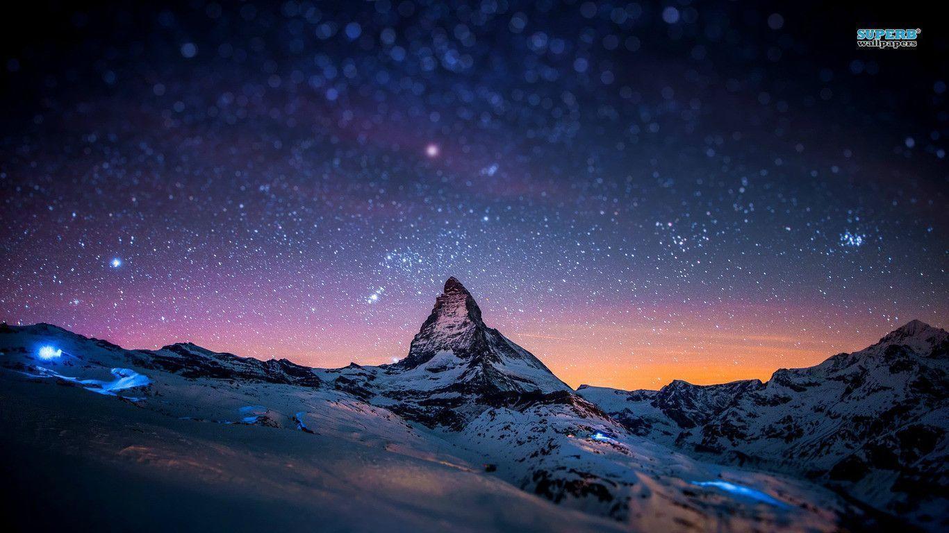 Starry night sky over the mountains wallpaper wallpaper - #