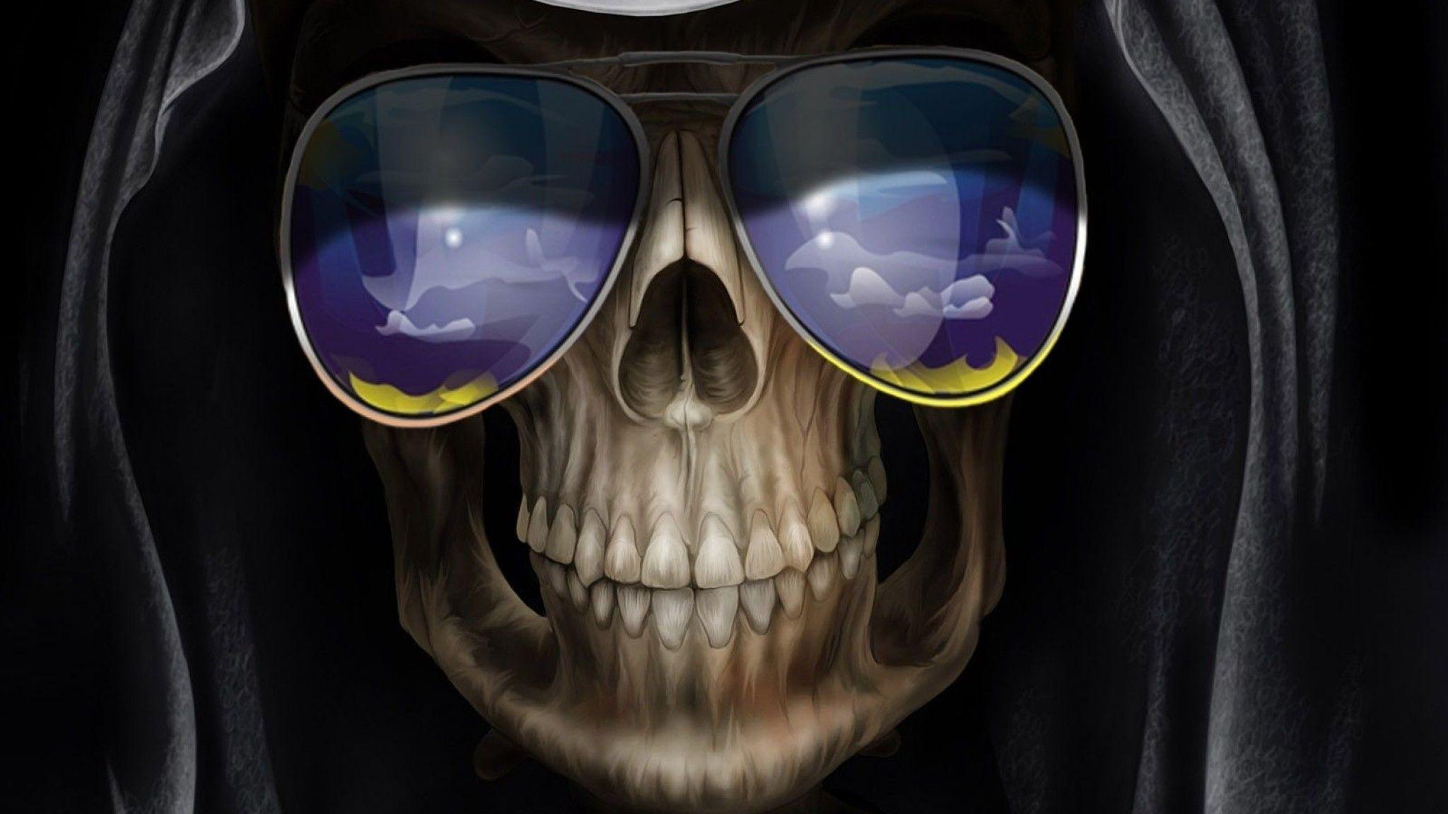 3D Skull Glasses as Wallpaper 2048x1152. Hot HD Wallpaper