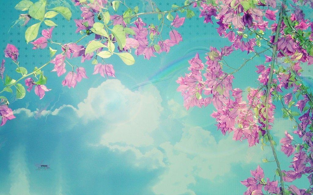 Free Clouds Flowers Spring Background For PowerPoint PPT