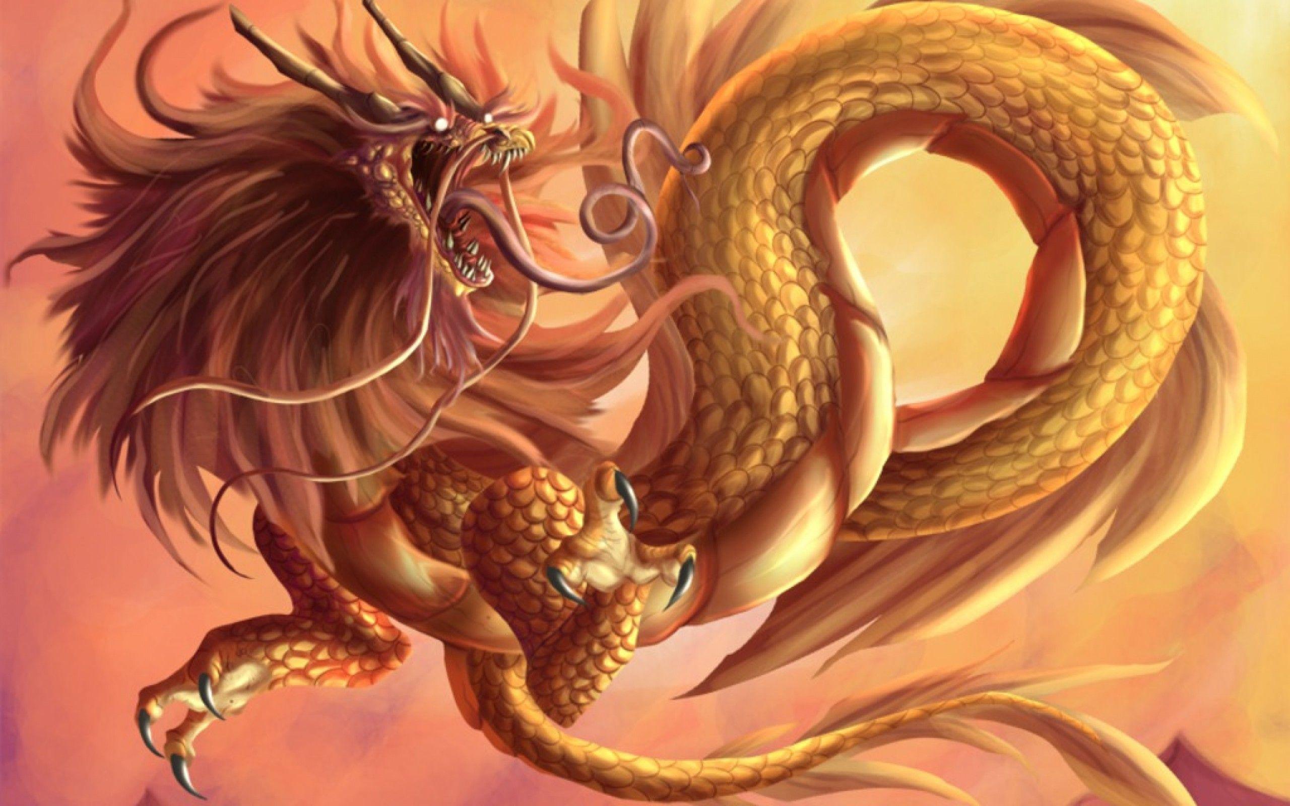 Golden Chinese Dragon Wallpaper