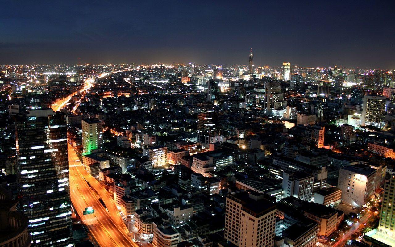 cityscape bangkok thailand night desktop free wallpaper