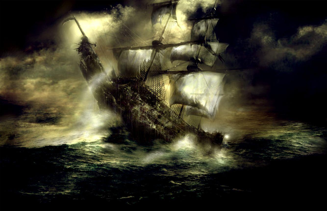 Pirate ship in storm free desktop background wallpaper image