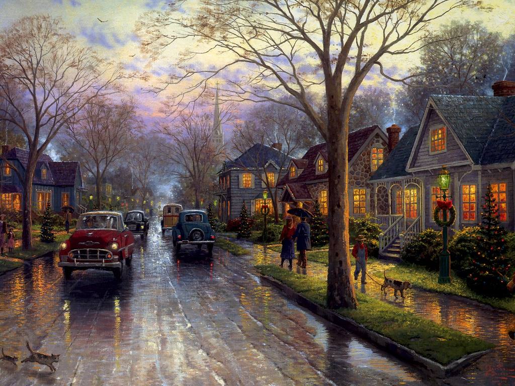 Xmas Stuff For > Thomas Kinkade Christmas Paintings Wallpaper