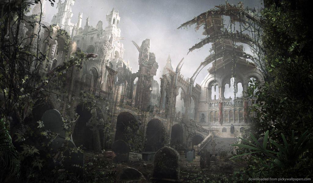 Download Ruins Of A Temple With A Graveyard Wallpaper