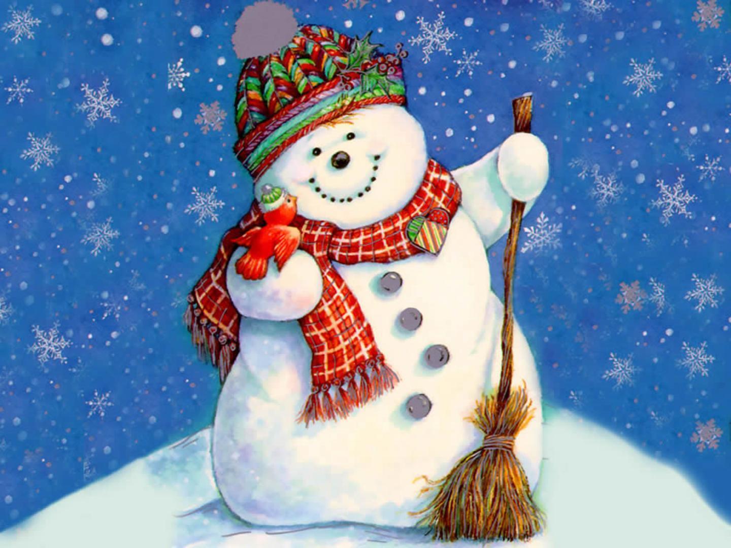 Happy snowman free desktop background wallpaper image