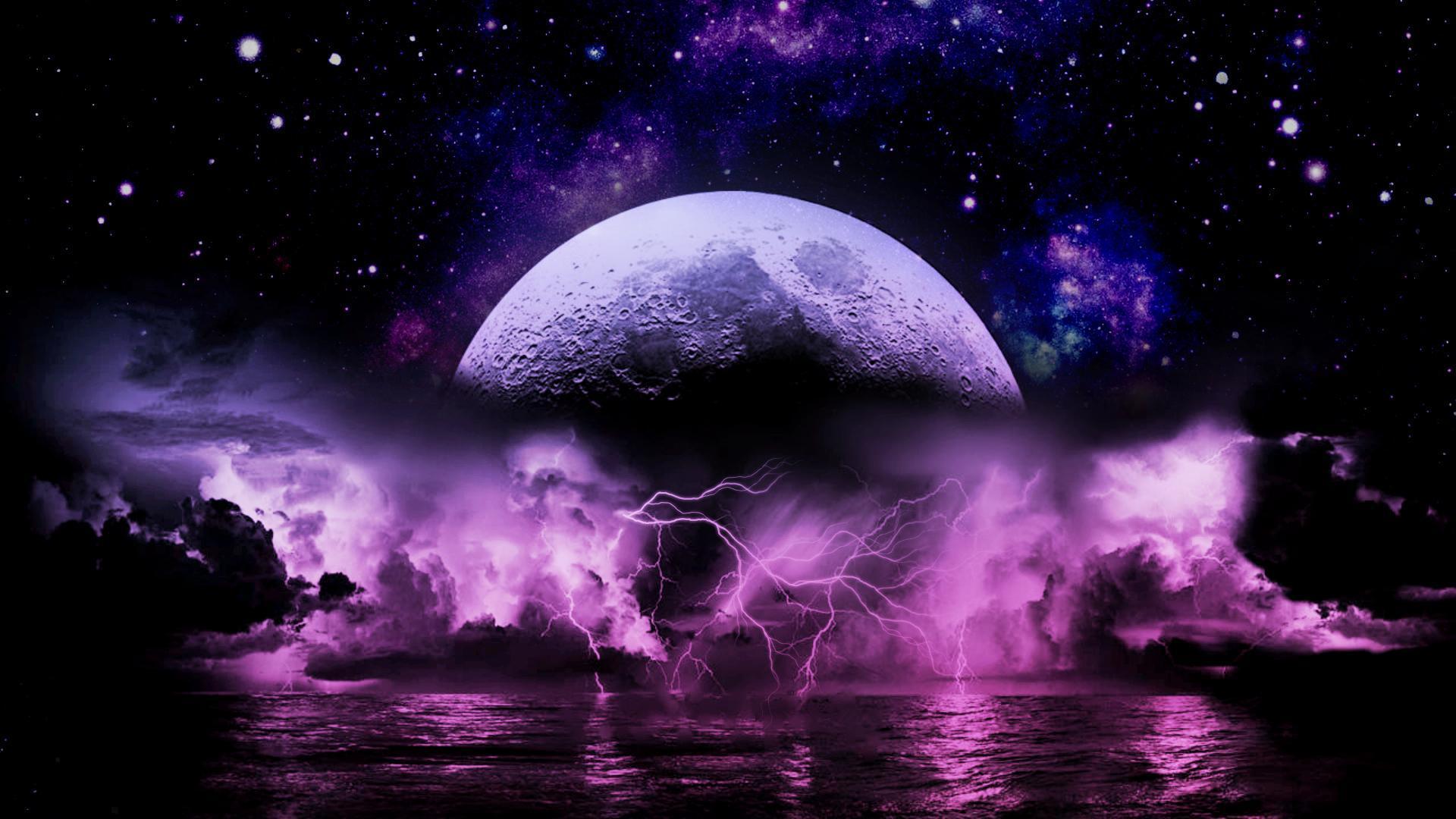 Wallpaper For > Purple Lightning Storm Wallpaper