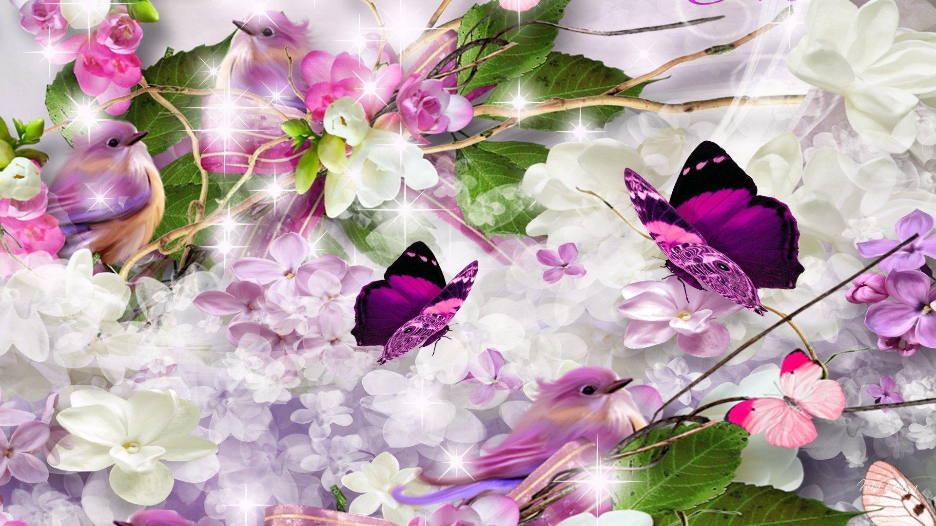 HD Lilacs Lilac Bird Wallpaper