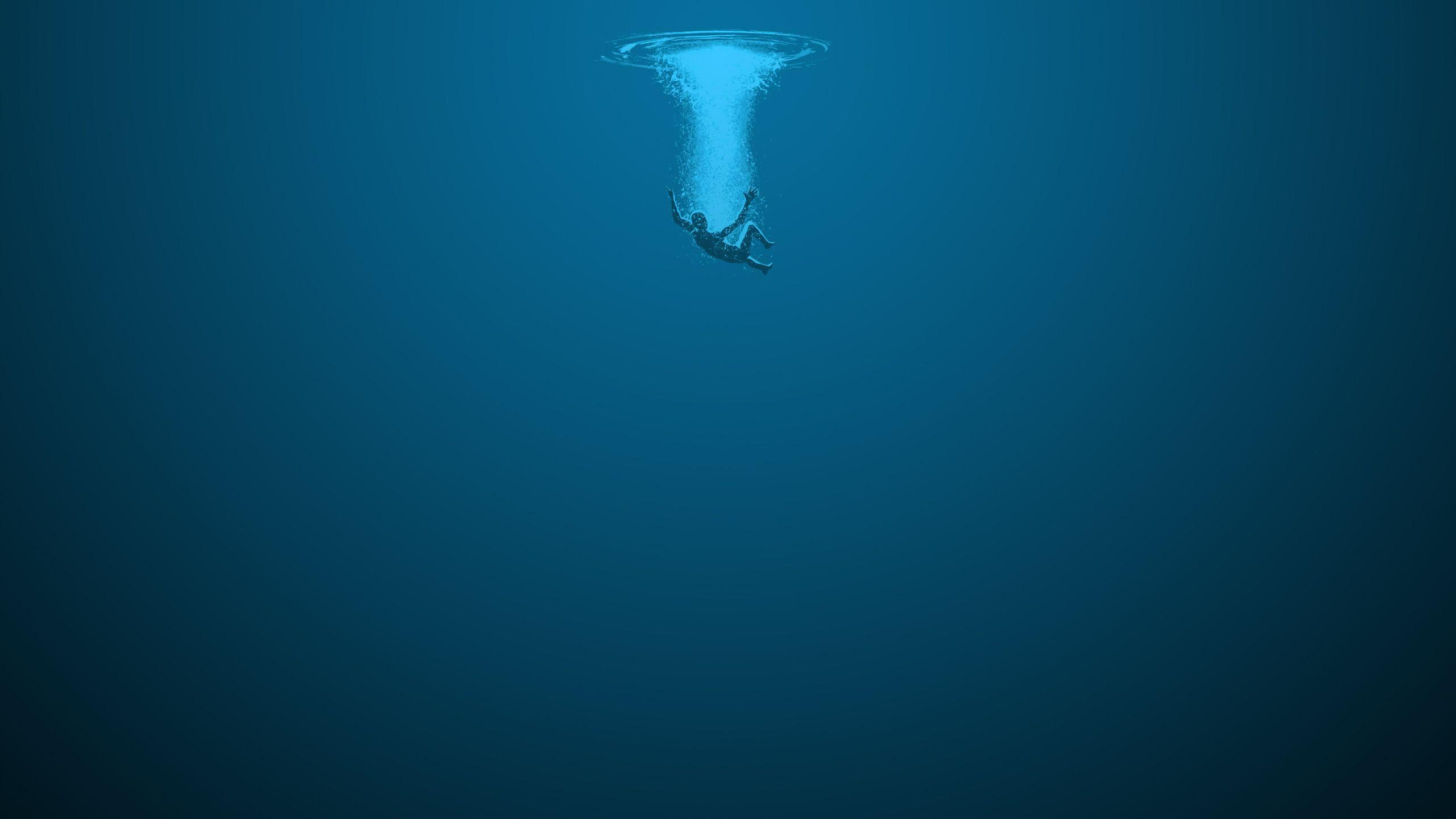 Request Wallpaper of a man plunging into deep sea
