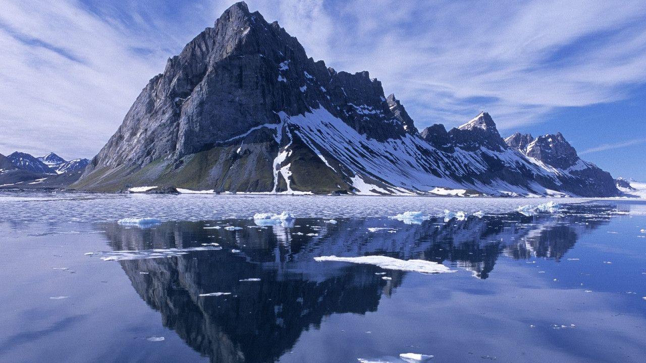 Mountain Reflection in Spitsbergen, Norway x 720 HDTV 720p
