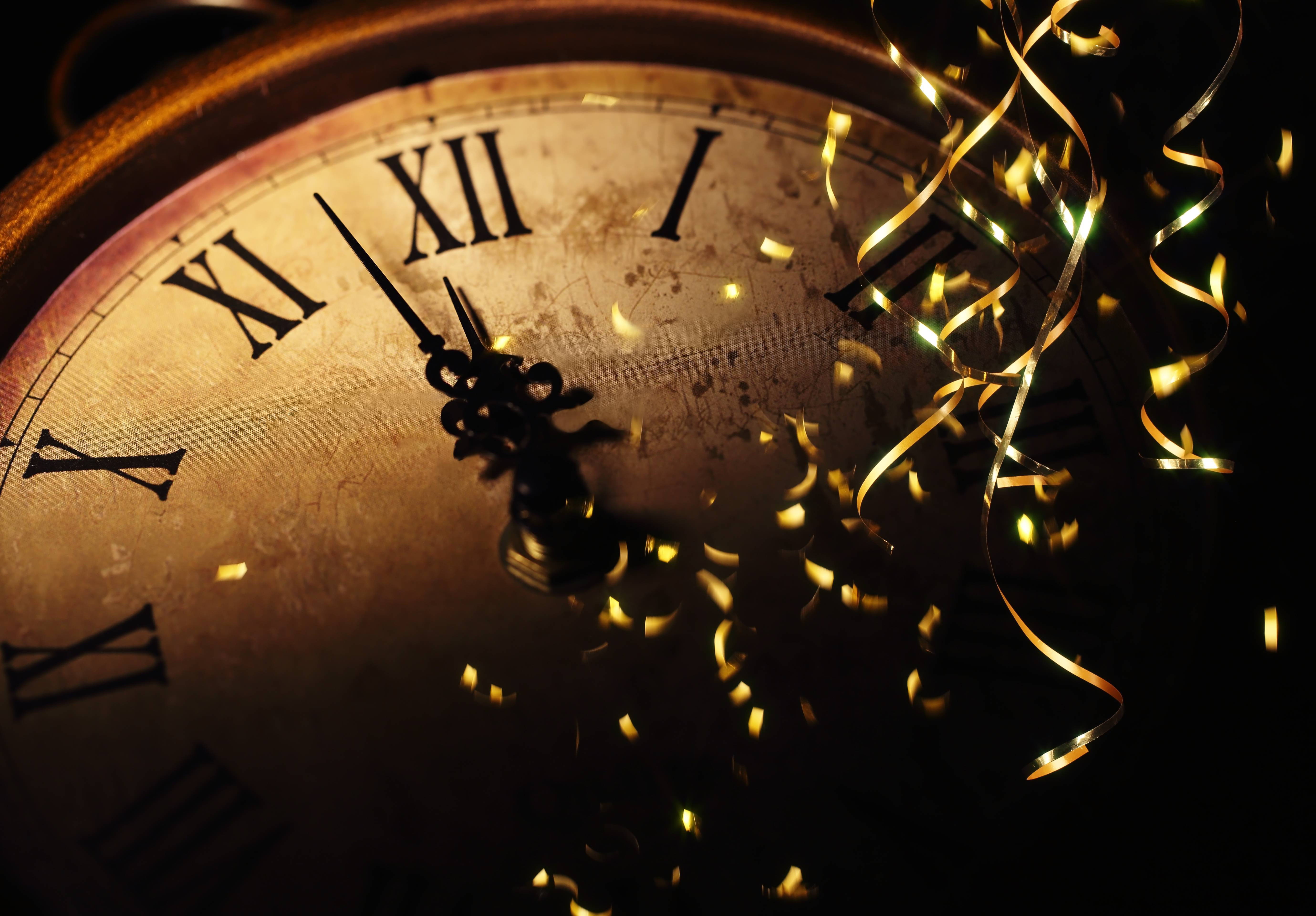 New Year&;s Eve Glitter Clock Holidays Time HD wallpaper #