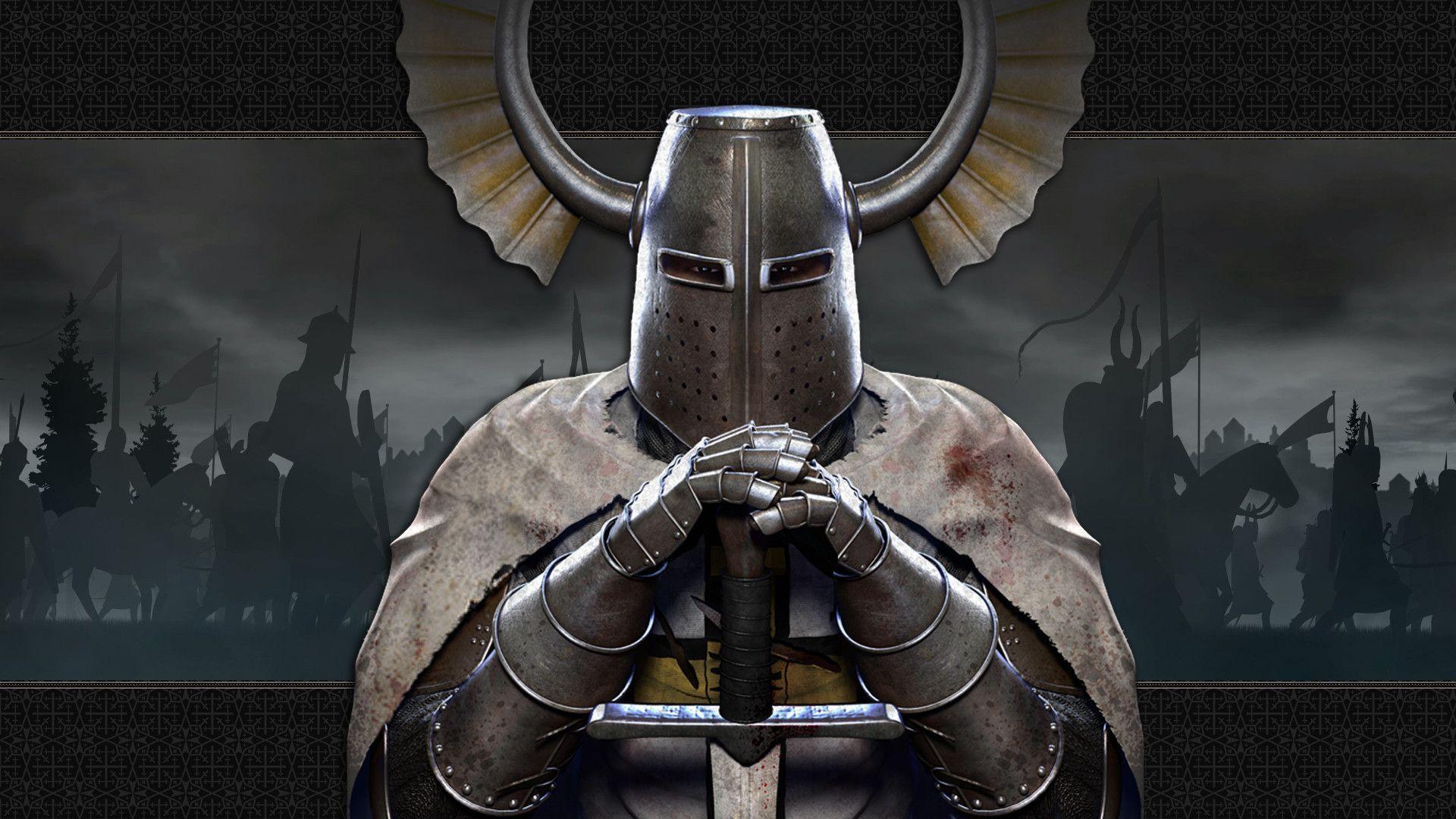Medieval Knight Helmet And Shield Wallpaper