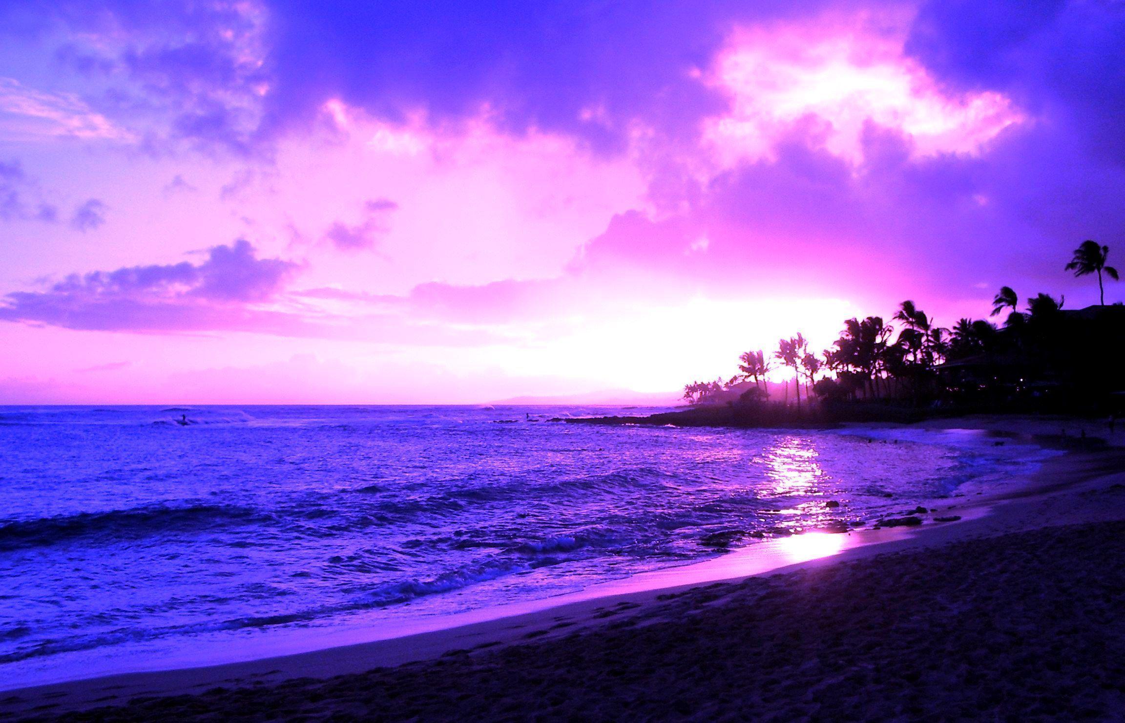 Hawaii Sunset Purple Image & Picture