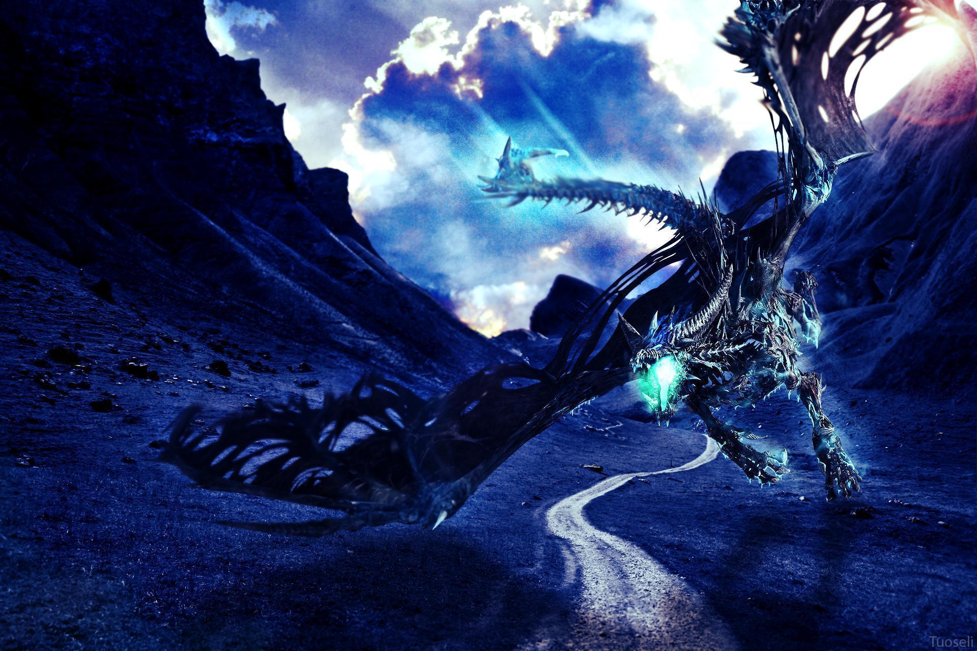 image For > Cool Blue Dragon Wallpaper