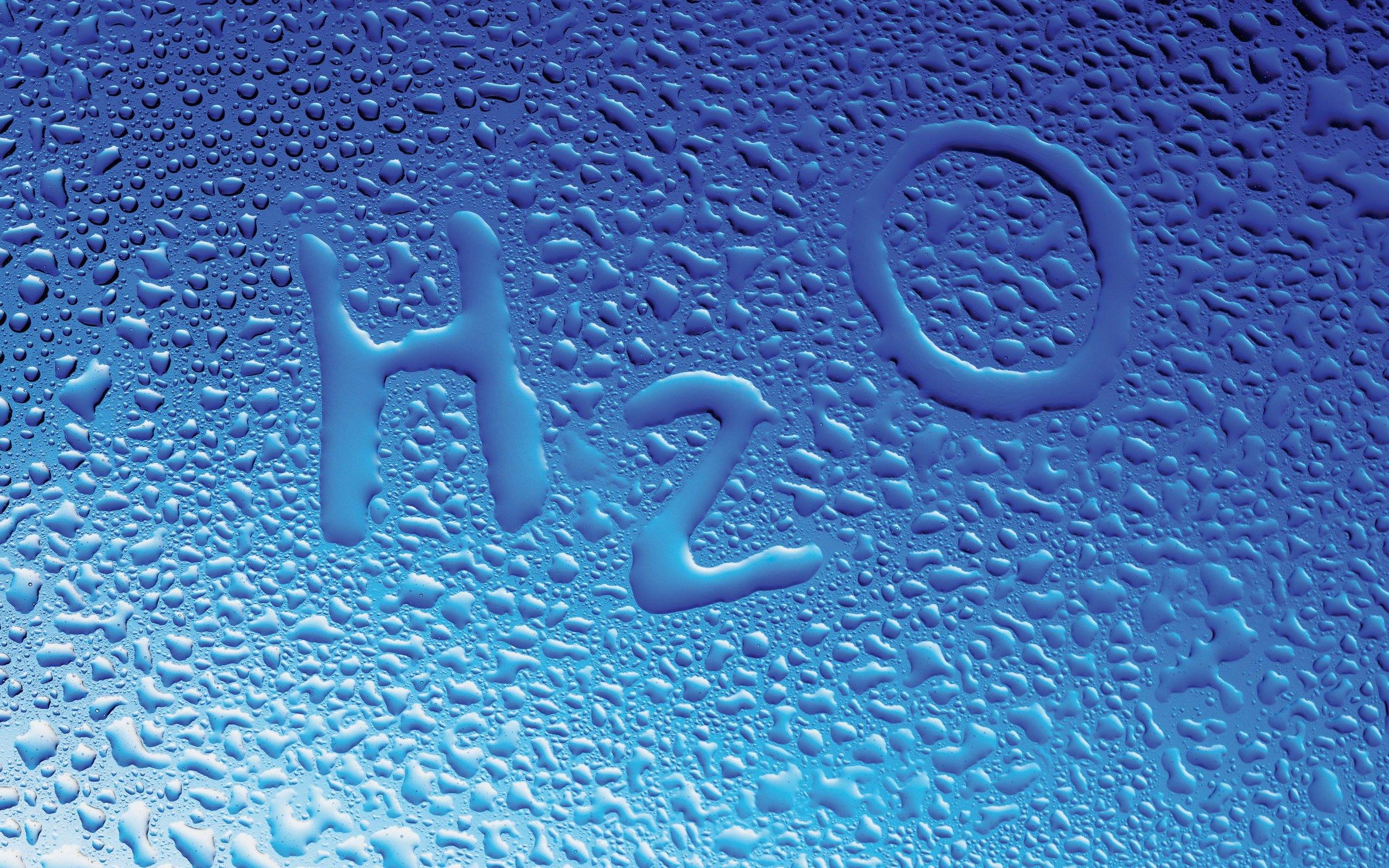 H2O in raindrop background in 2560x1600 resolution. HD