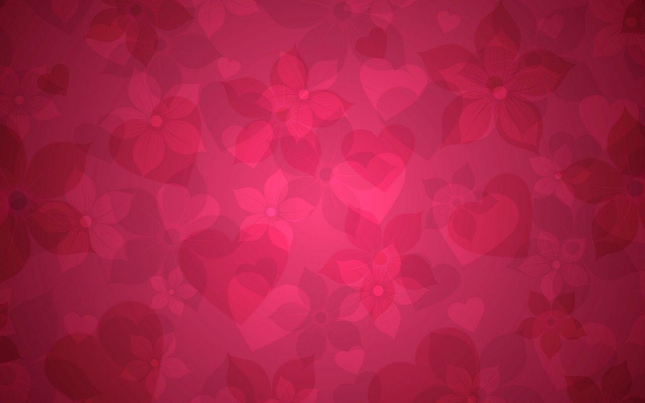 Pink Flowers and Hearts Texture HD Wallpaper